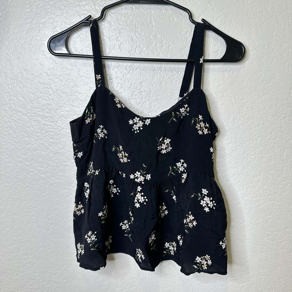 Hollister Black Floral Babydoll Cami Tank Top Size S
